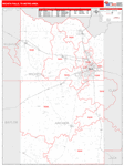 Wichita Falls Metro Area Wall Map Red Line Style